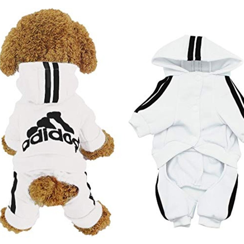 White Adidog Hoodie Fleece Jumpsuit (L) NWOT